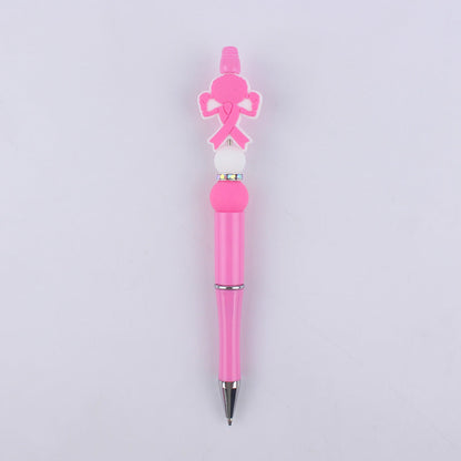 Pink Girls Silicone Beads Beaded Ballpoint Pen