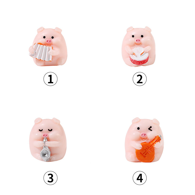 Cute Musical Instruments and Pig Resin Ornaments