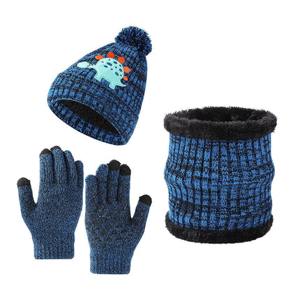 Wholesale Children's Jacquard Winter Hat Knitted Woolen Scarf Gloves Set