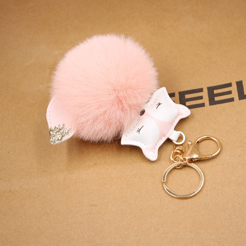 Fox Pu Leather Plush Bag Keychain