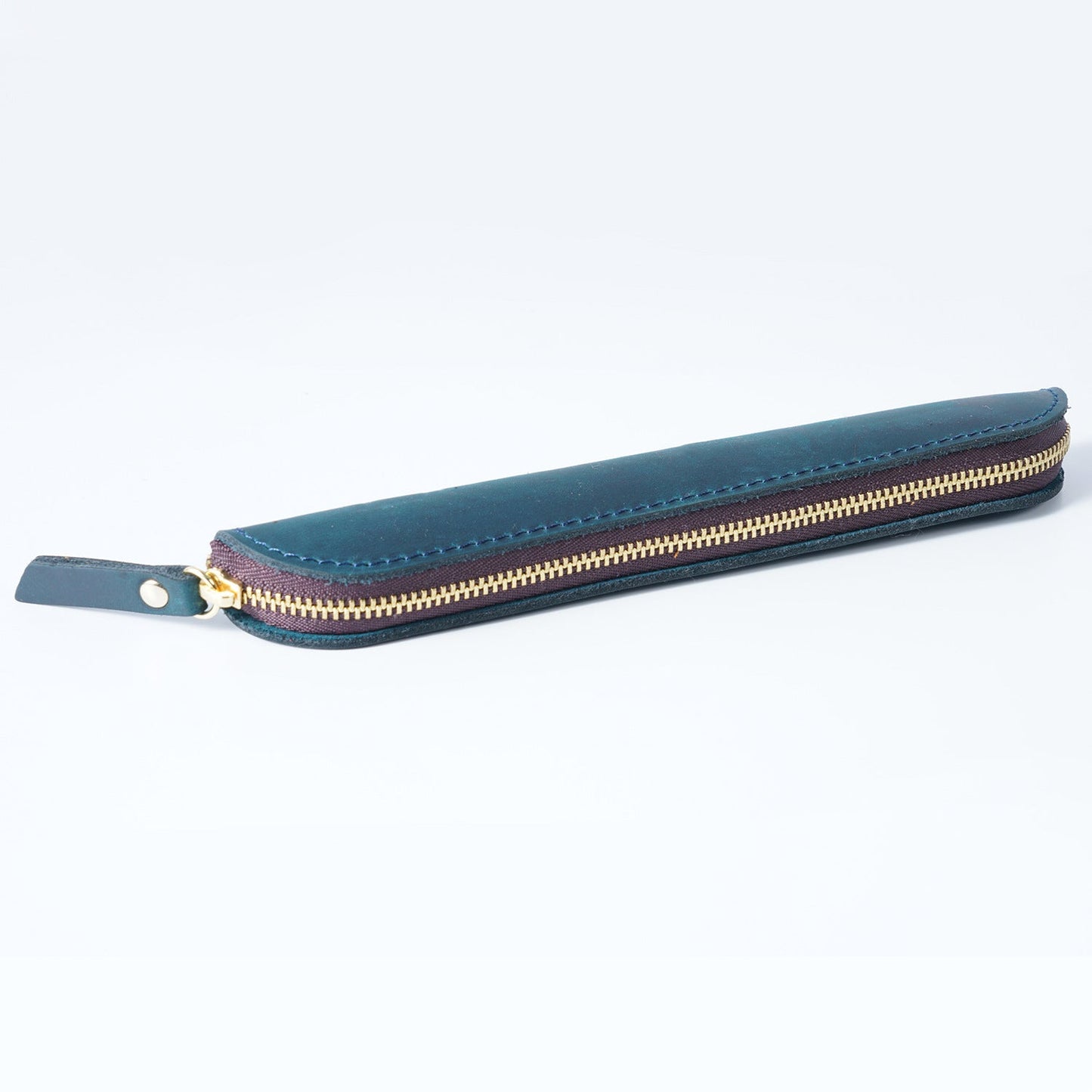 Retro Simple Leather Cowhide Zipper Mini Pencil Case