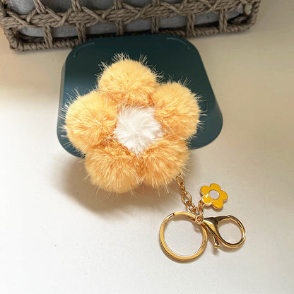 Cherry Blossom Fur Ball Car Keychains
