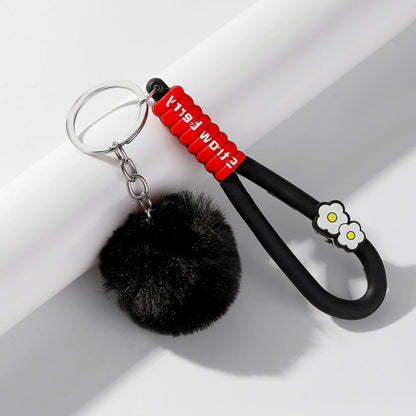 Soft Rubber Flower Ball Keychain