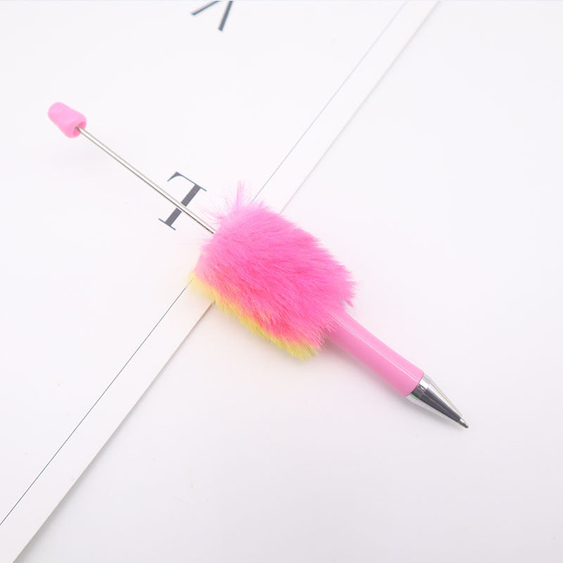 Colorful Beadable Pen Plush Pom Pom Beadable Pen