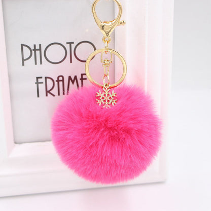 Christmas Snowflake Plush Ball Keychain