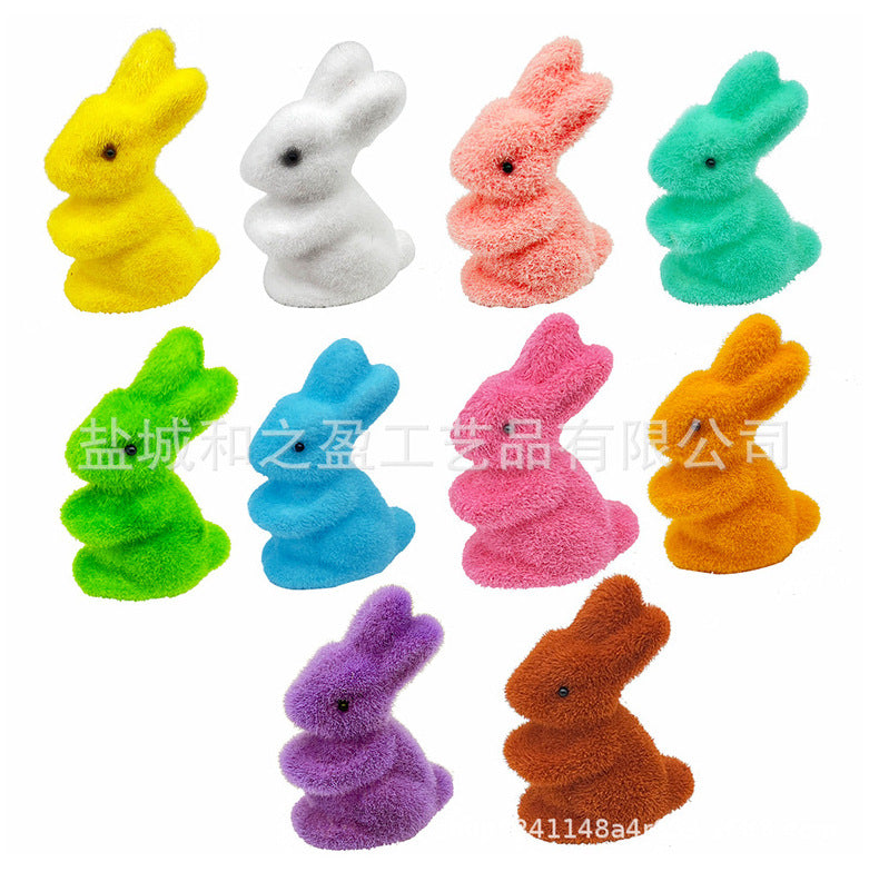 Small Easter Rabbit Foam Colored Flocking Rabbit