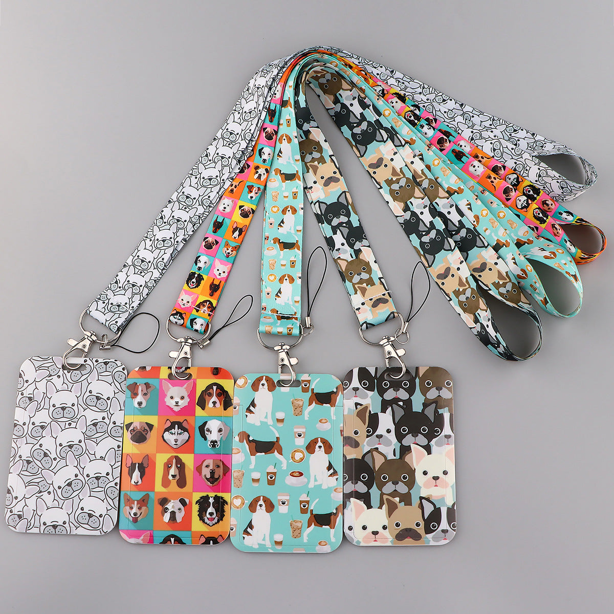 Puppy paw print card holder mobile phone lanyard keychain
