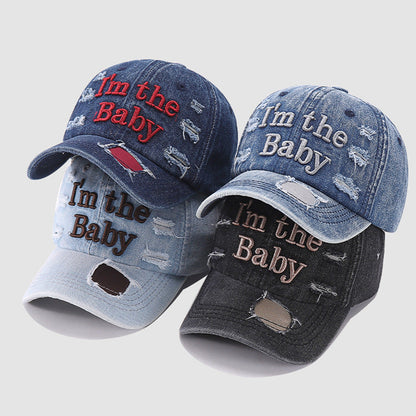 Cotton Embroidered Letter Hole Children's Baseball Caps