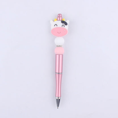 Handmade Beaded Pen Cartoon Animal Cow Silicone Beaded