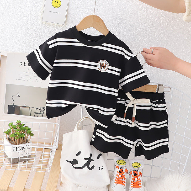 Boys Summer Casual Short Sleeved Shorts Cotton Set