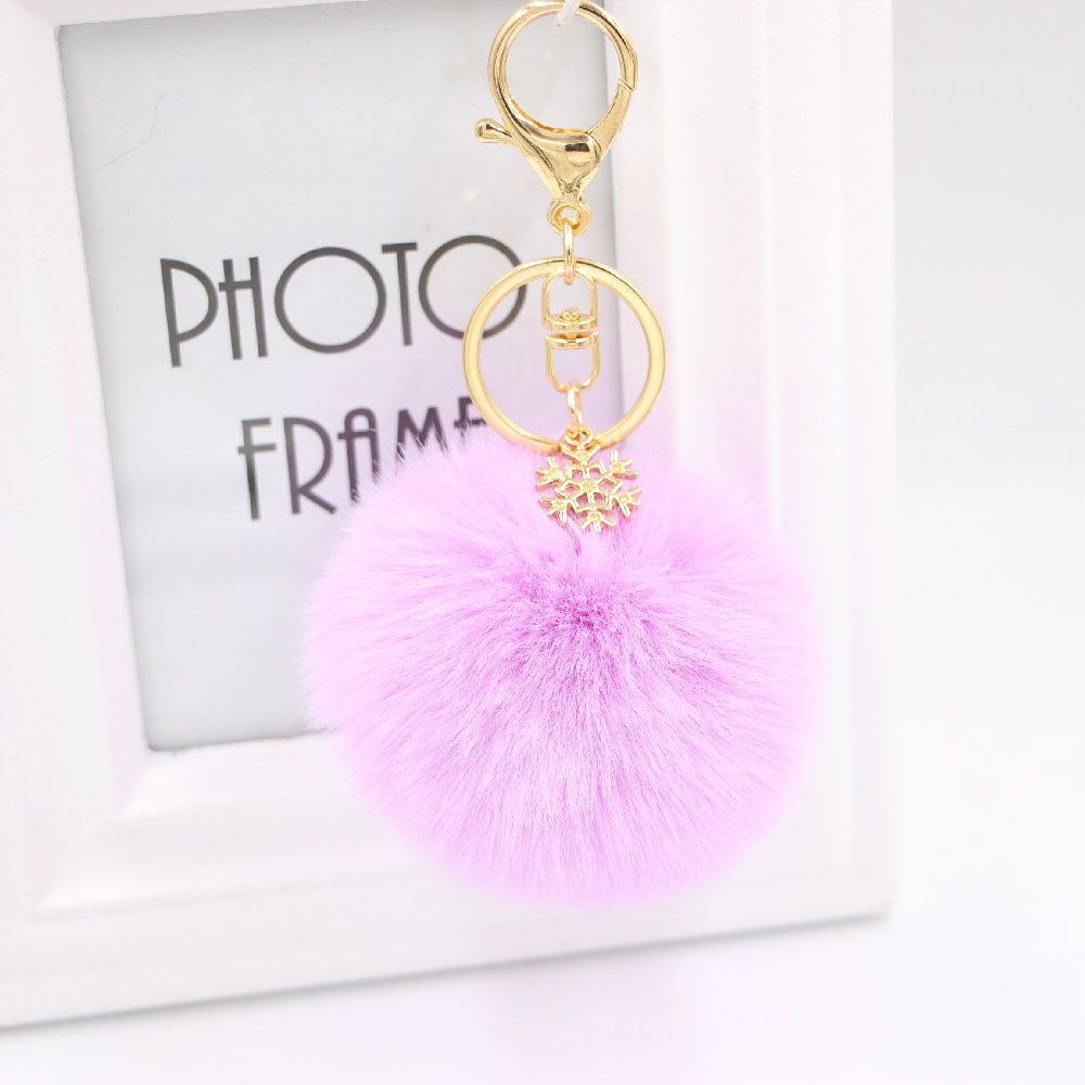 Christmas Snowflake Plush Ball Keychain