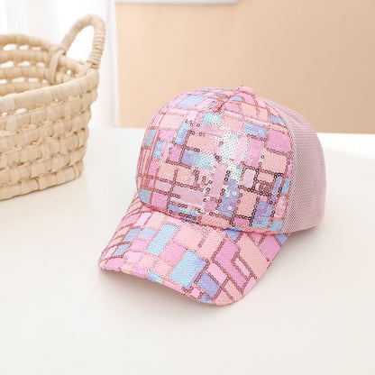 Colorful Sequin Mesh Breathable Stitching Children's Baseball Cap