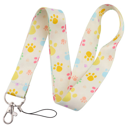 Puppy paw print card holder mobile phone lanyard keychain