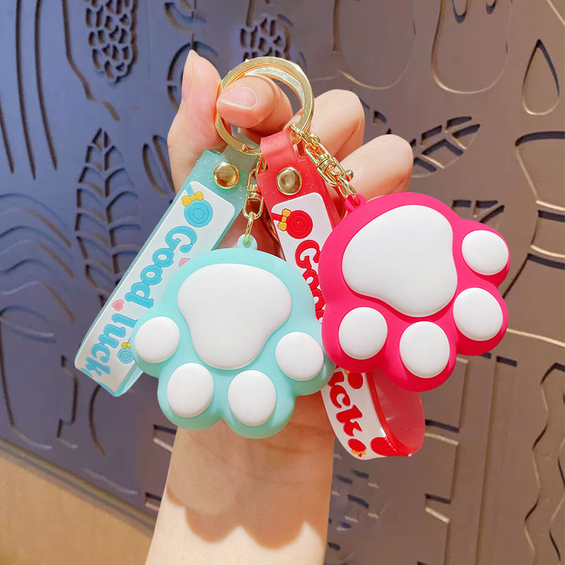 Cartoon Cat Claw PVC Keychain