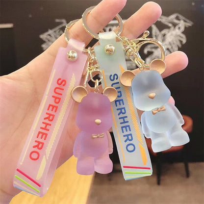 Cartoon Crystal Bow Tie Bear PVC Soft Glue Creative Keychain