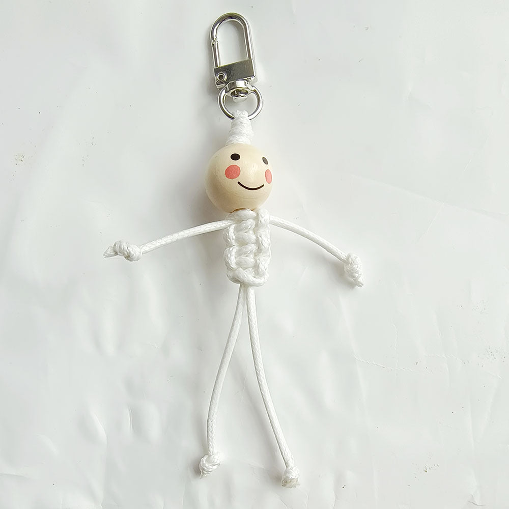 Stickman Keychain Beads Smiley Face School Bag Pendant