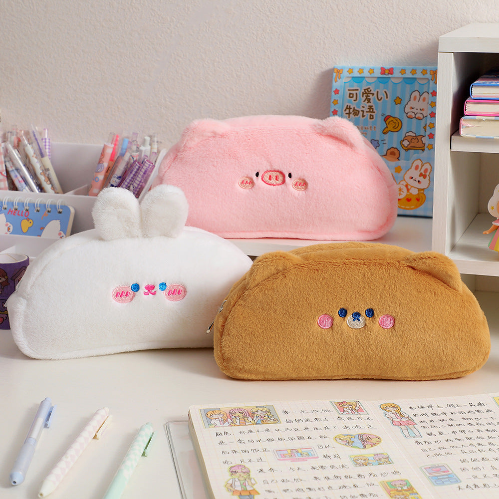 Cartoon Pig Plush Pencil Bag