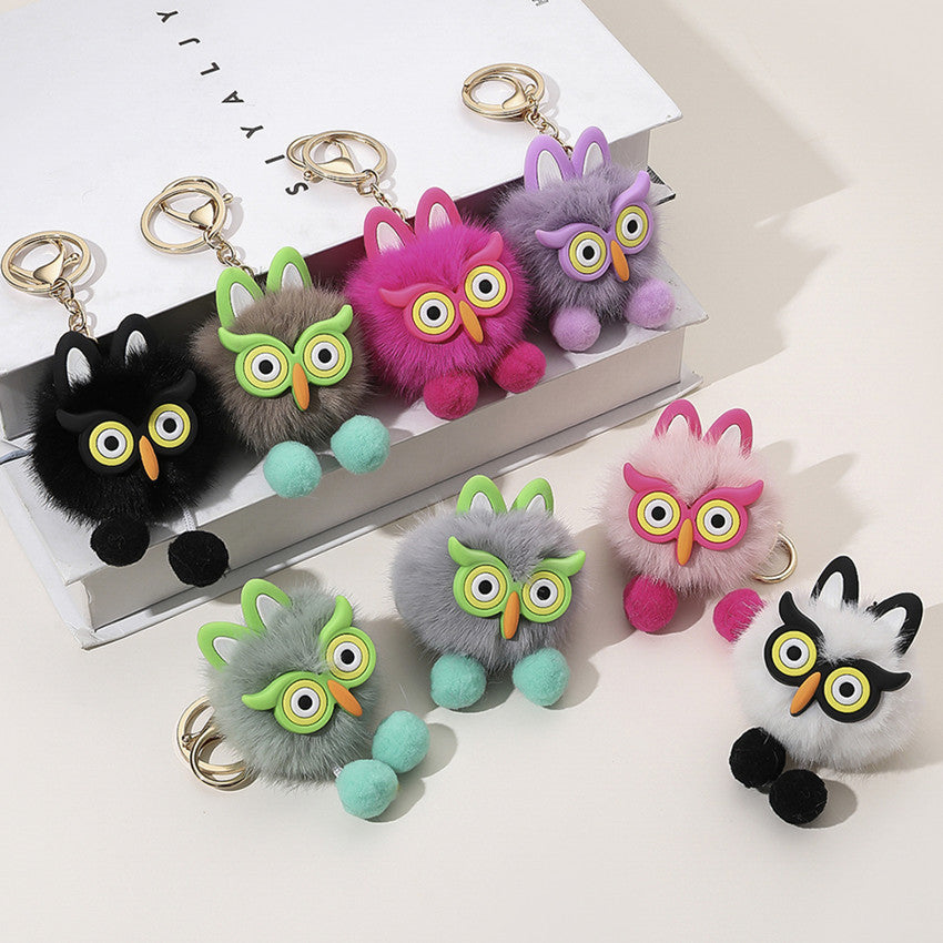 Cartoon Plush Owl Keychain