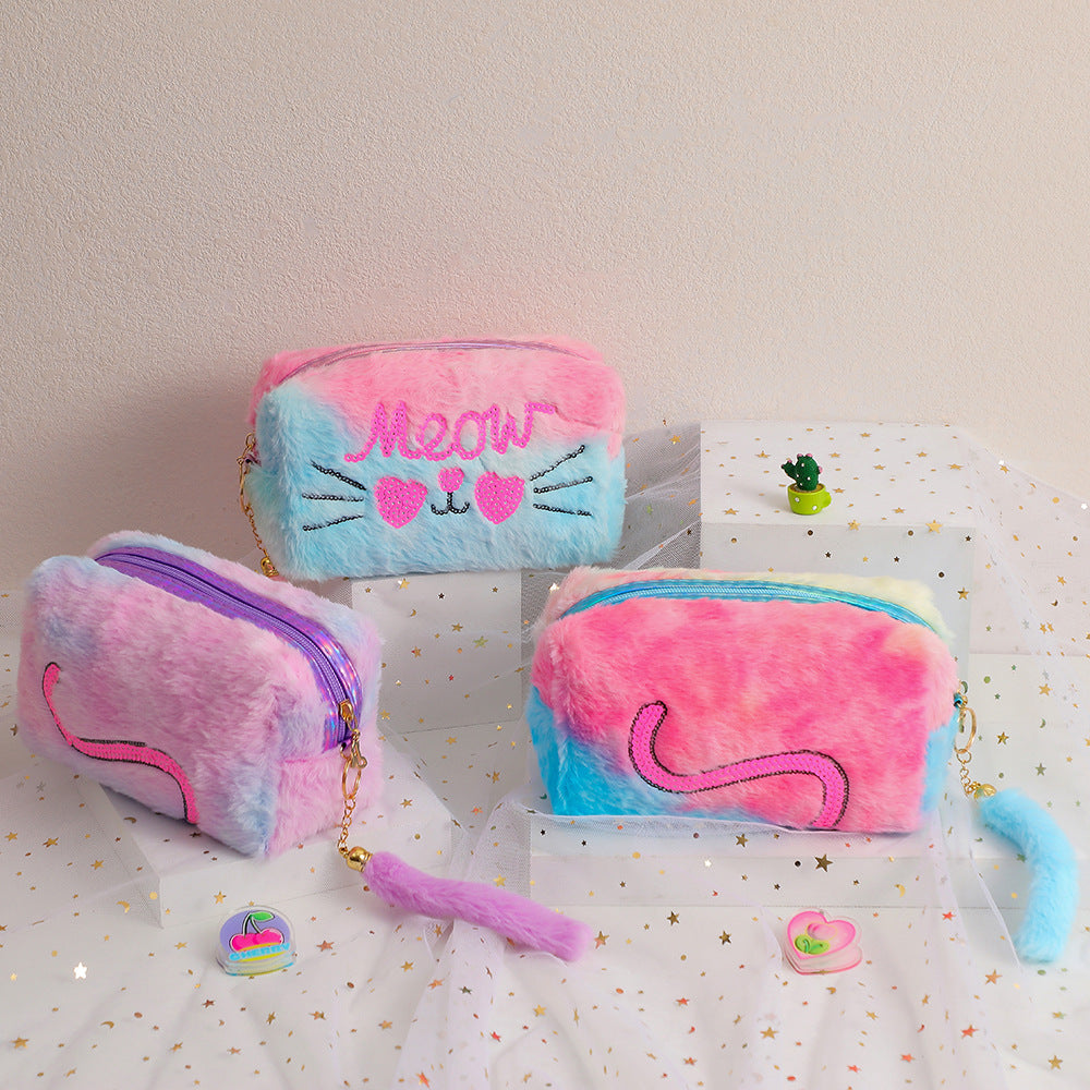 Plush Cat Student Large Capacity Stationery Storage Bag