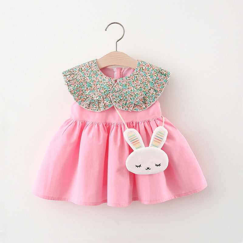Girls Summer Sleeveless Solid Color Dresses