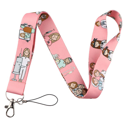 Medical card holder webbing mobile phone lanyard keychain