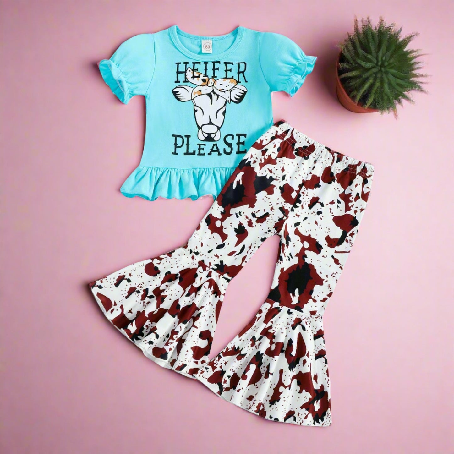 Children's Leopard Print Cotton Flared Pants Two-piece Set