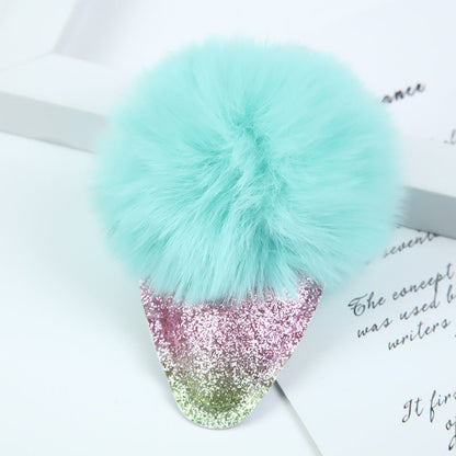Hair Ball Ice Cream Cone Keychain
