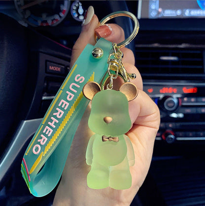 Cartoon Crystal Bow Tie Bear PVC Soft Glue Creative Keychain