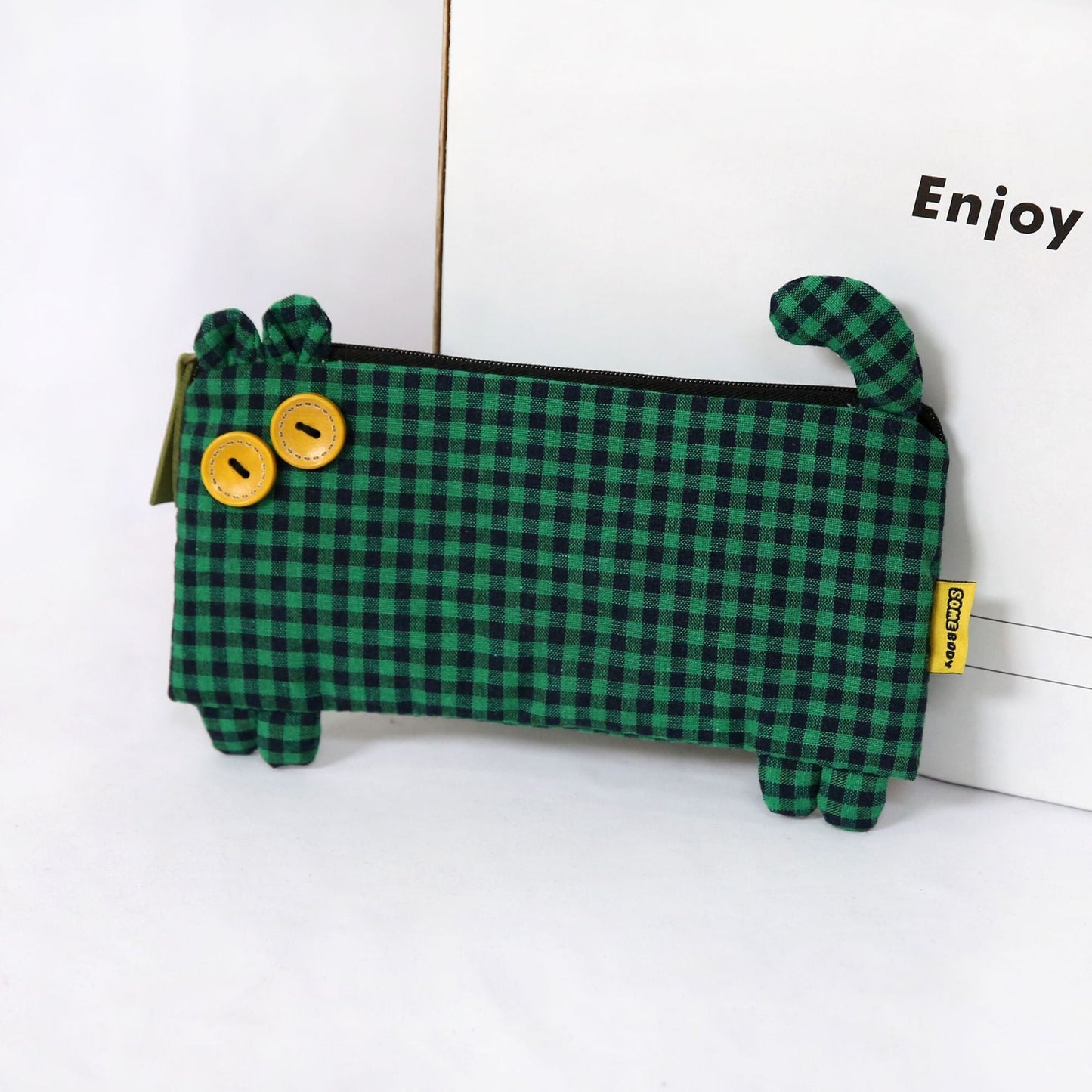 New Plaid Cat Canvas Pencil Case