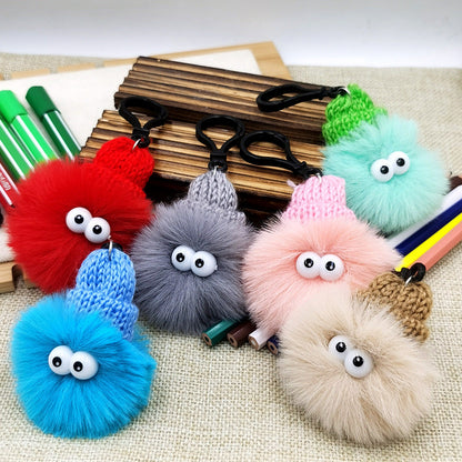 Small Briquettes Imitation Rabbit Fur Key Chain