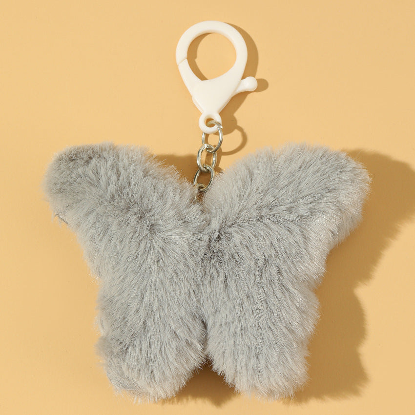 Plush Butterfly Imitation Rabbit Fur Keychain