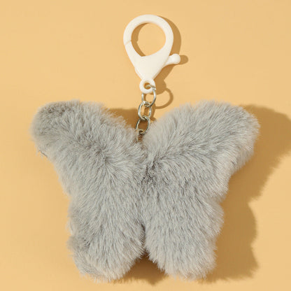 Plush Butterfly Imitation Rabbit Fur Keychain