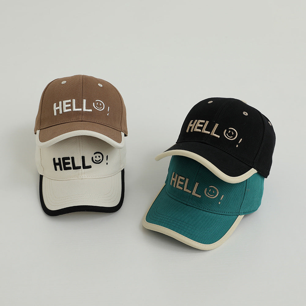 Children's Letter Embroidery Smiley Sun Visor Baseball Cap