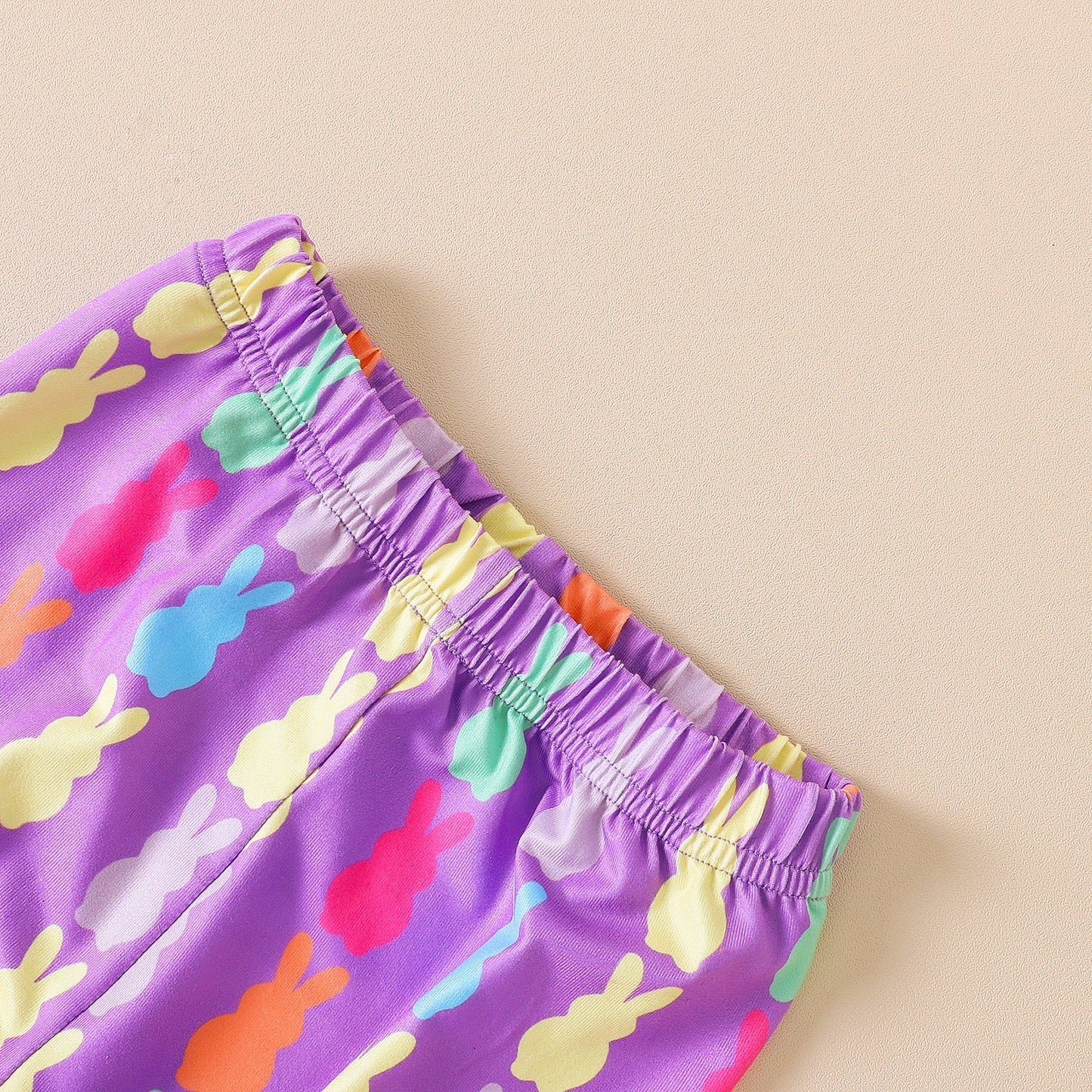 Cotton Children's Sleeve Candy Flower Colored Trumpet Pants Set