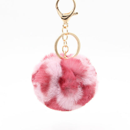 Polyester Leopard Fur Ball Keychain