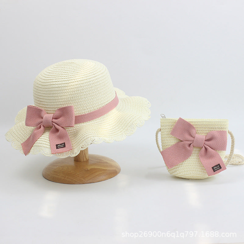 Bowknot Sweet and Lovely Paper Grass Kids Hat