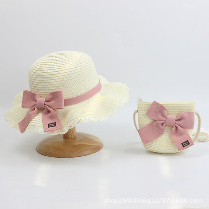 Bowknot Sweet and Lovely Paper Grass Kids Hat