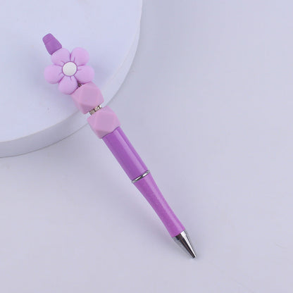 Beadable Pens Handmade Flower Silicone Beaded Ballpoint Pen