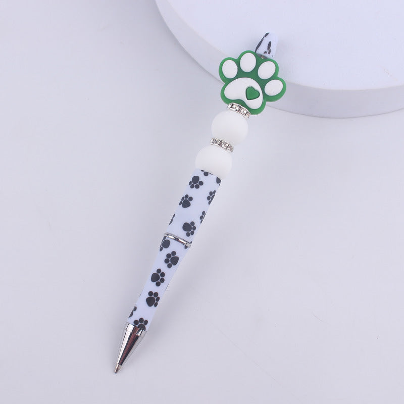 Handmade Bead Pen Cartoon Dog Paw Silicone Ballpoint