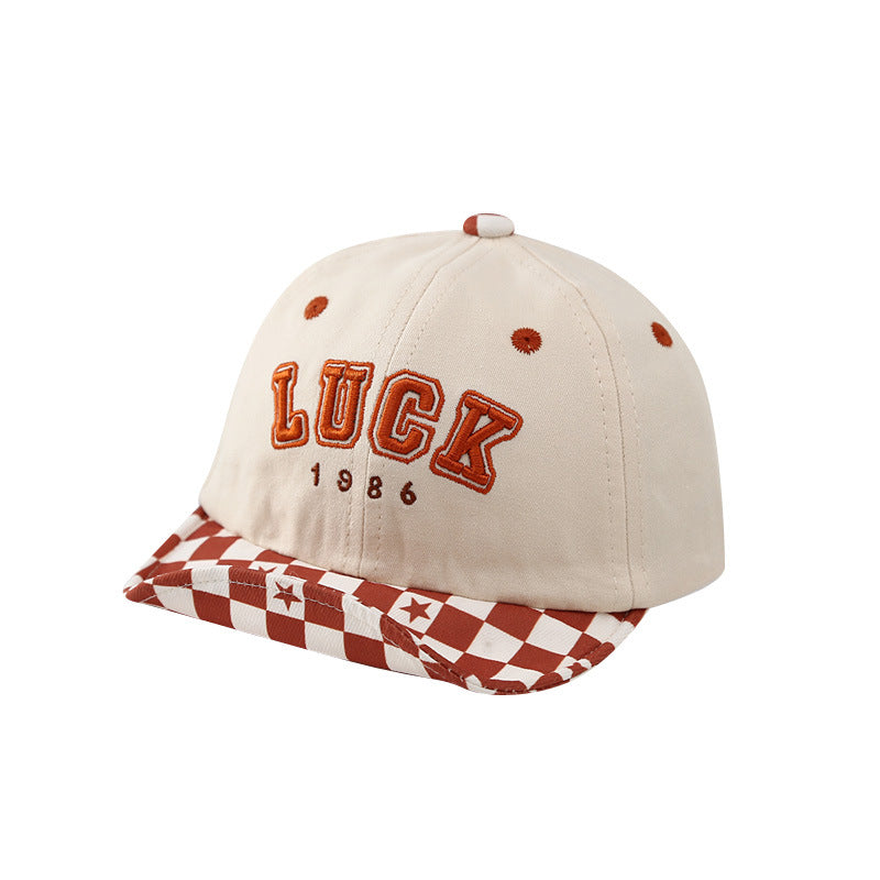 Toddler Embroidered Plaid Letters Visor Baseball Cap