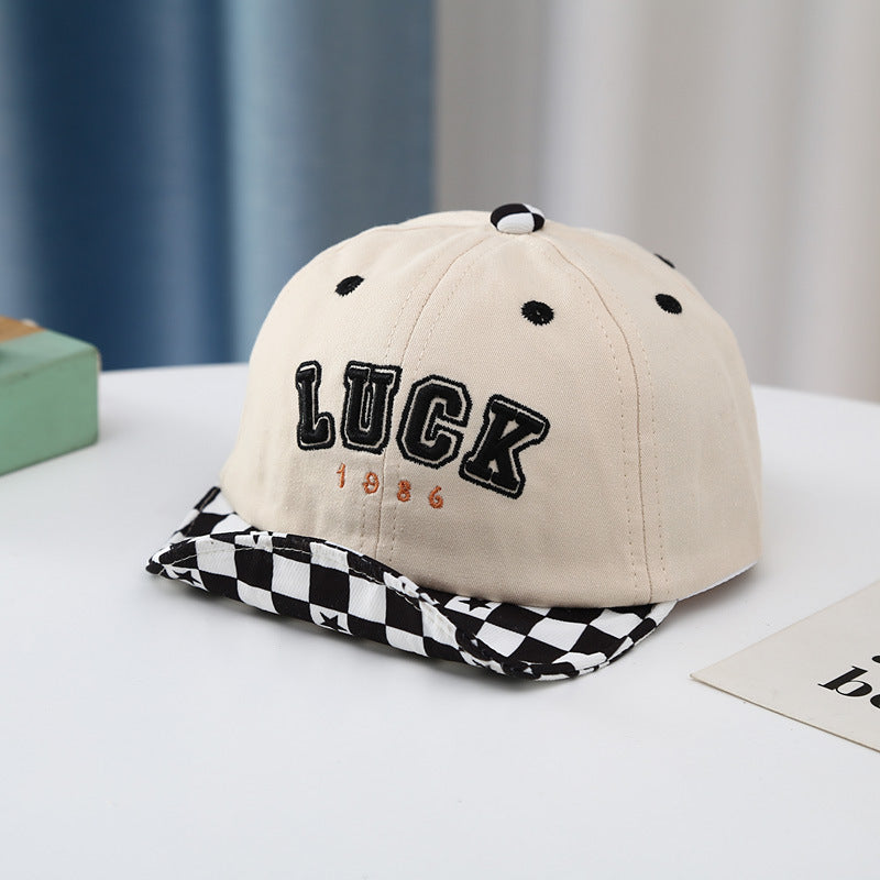 Toddler Embroidered Plaid Letters Visor Baseball Cap