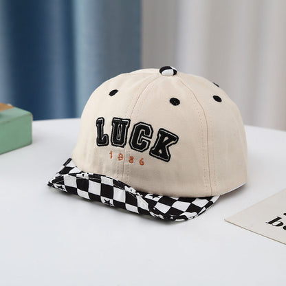 Toddler Embroidered Plaid Letters Visor Baseball Cap