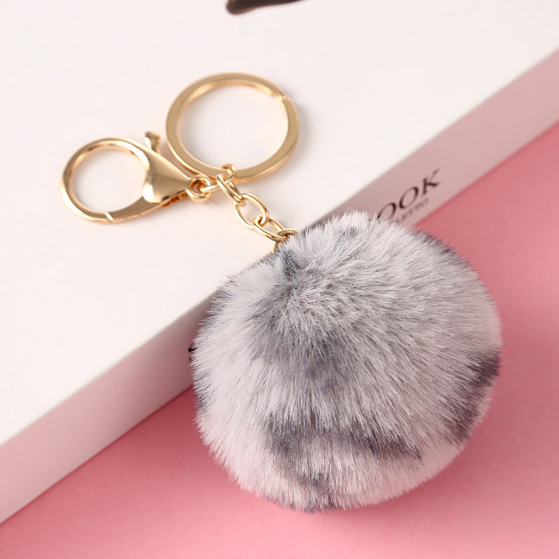 Leopard Print Love Plush Ball Keychain