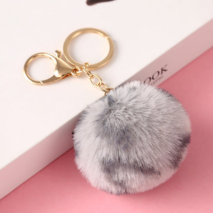 Leopard Print Love Plush Ball Keychain