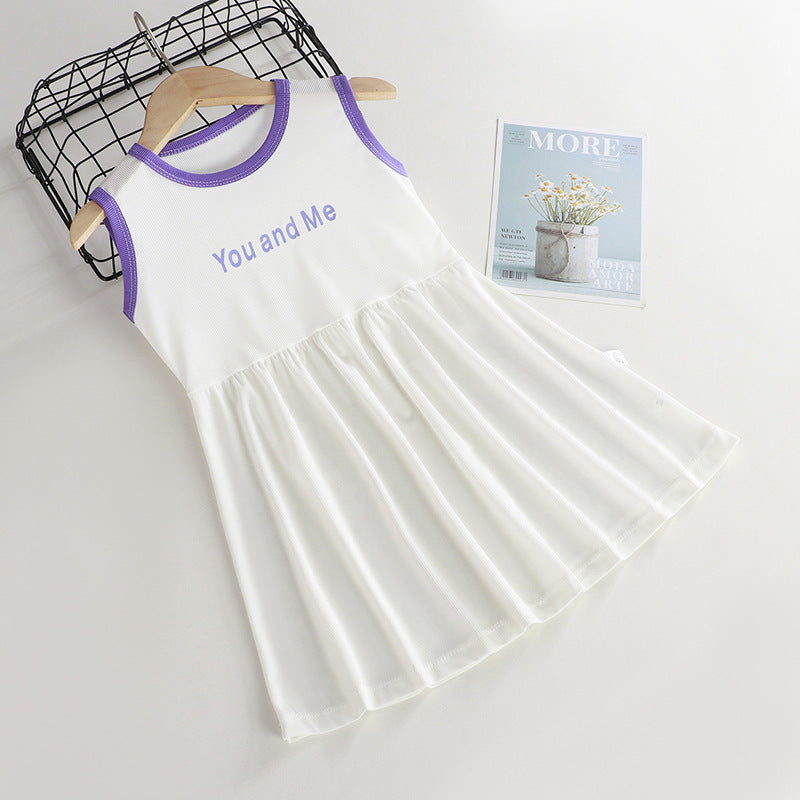 Wholesale 2023 Girls Summer Ice Silk Letter Dress