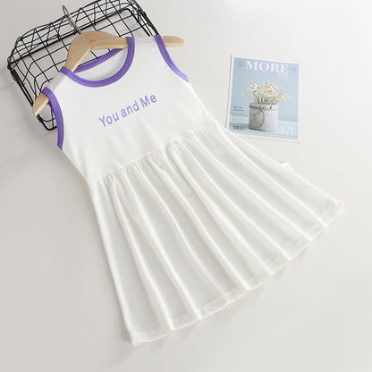 Wholesale 2023 Girls Summer Ice Silk Letter Dress
