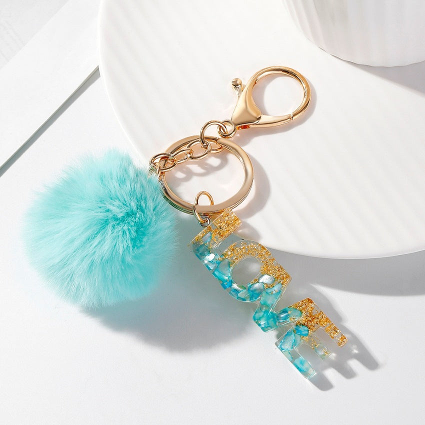 Rainbow Color Gradient Letter Resin Crystal Keychain