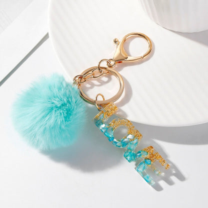 Rainbow Color Gradient Letter Resin Crystal Keychain