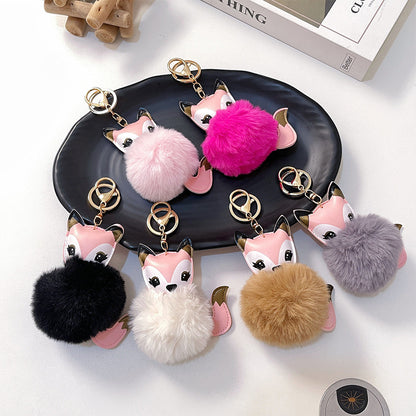 Cartoon Cute Fox PU Plush Key Chain