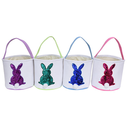 Wholesale Easter Sequins Rabbit Basket Cloth TOY 10pcs